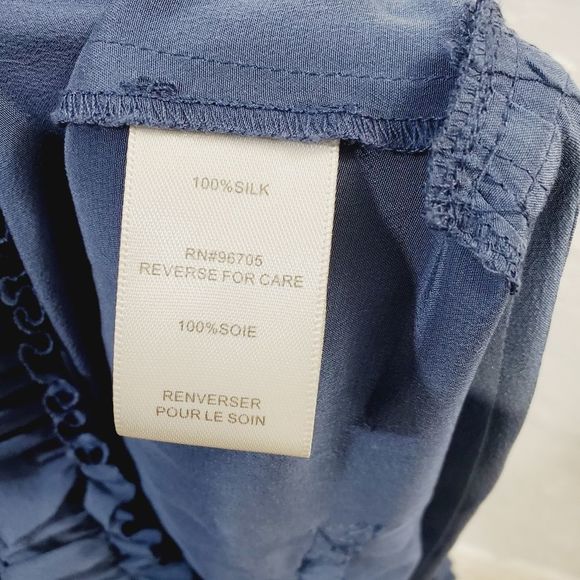 Rebecca Taylor silk ruffle shirt mini dress Top W/ Waist tie  blue size small 2 - Picture 6 of 16